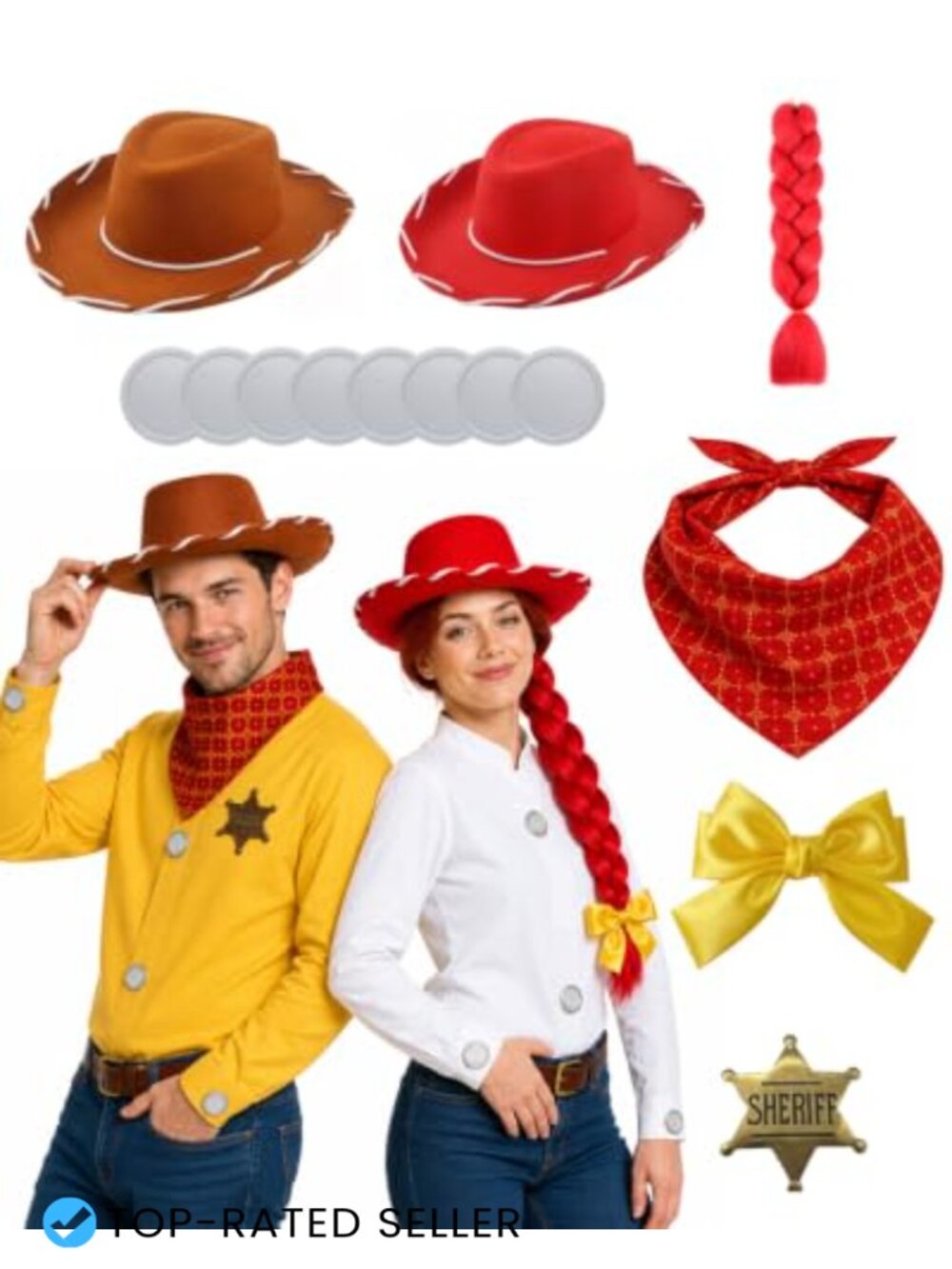 Western Cowboy Cowgirl Costume Accessory Set Couples Halloween